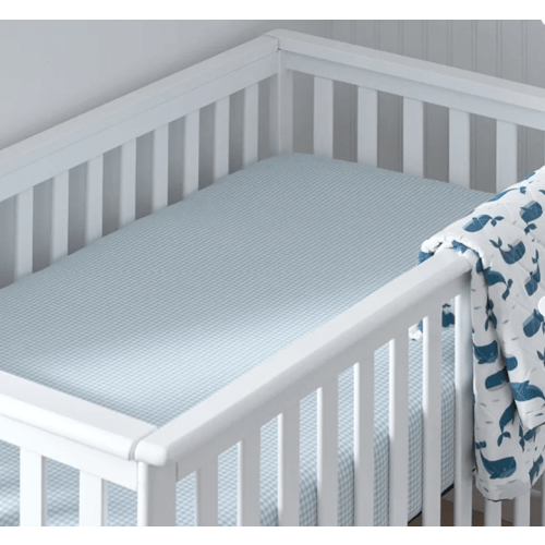 Organic Cotton Fitted Crib Sheet (Blue Gingham)