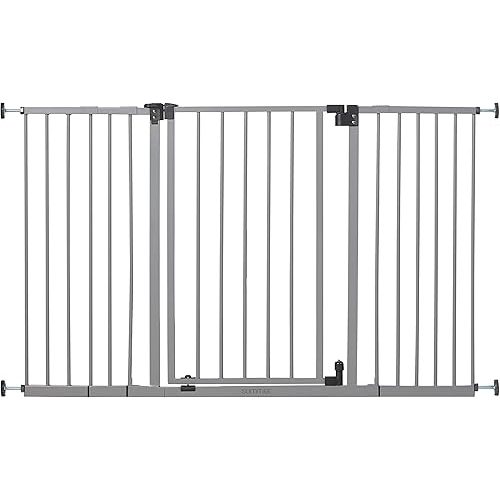 Summer Infant Secure Space Extra-Wide Pet and Baby Gate, 28.5" - 52" Wide, 30" Tall, Pressure or Hardware Mounted, Install In-Between Rooms, Doorways and Stairways, Auto-Close & Hold-Open Door - Grey