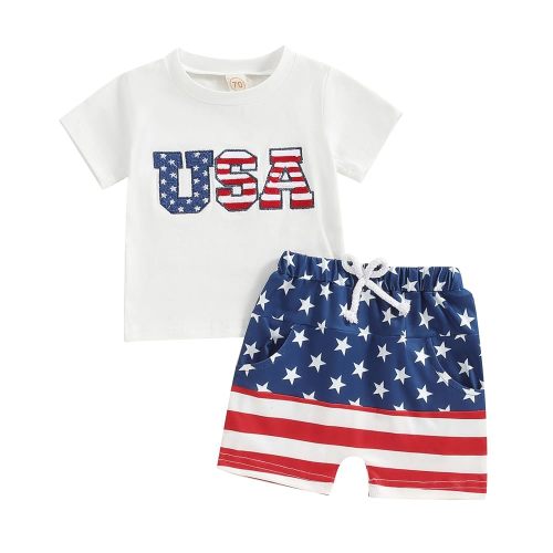 Kupretty Baby Boy Clothes Toddler Summer Outfit Short Sleeve T-Shirt Tee Tops Joggers Casual Shorts 2Pcs Clothing Set