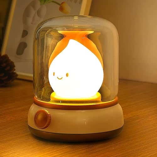 Ghost Campfire Night Light, Adjustable Kerosene Lamp, Rechargeable Kerosene Desk Lamp, Cute Ghost Table Lamp, Portable Nursery Lamp for Kids,Boys,Girls,Teenager Bedroom