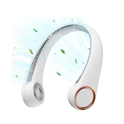 Gaiatop Portable Neck Fan Rechargeable, Hands-Free 360° Cooling, 17hrs Runtime, Battery Powered Personal Wearable Fan Quiet, Summer Outdoor Travel Essentials, Birthday Gifts for Women Men Teens, White