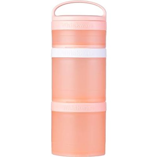 Whiskware Stackable Snack Containers for Kids and Toddlers, 3 Stackable Snack Cups for School and Travel, Coral Color