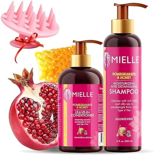 Pomegranate & Honey Shampoo and Conditioner Set come with a scalp massager