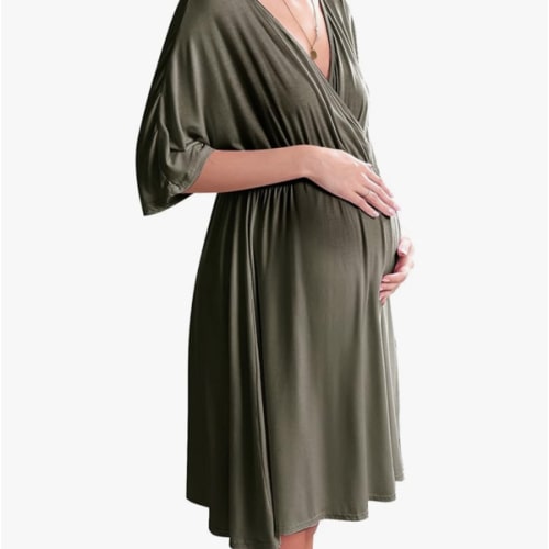 Ekouaer 3 in 1 Labor/Delivery/Hospital Gown Maternity Dress Nursing Nightgown Sleepwear for Breastfeeding