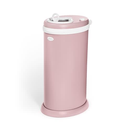 Ubbi Stainless Steel Diaper Pail, Odor Locking, No Special Bag Required, Award-Winning, Registry Must-Have, Fig Blossom