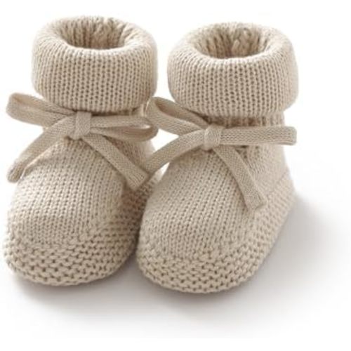 Hadetoto Newborn Baby Booties Cotton Knit Shoes Soft Cozy First Wakers Warm Booties for Toddler Infant Girl Boy