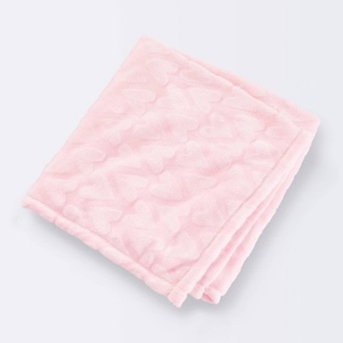 Hearts Plush Embossed Baby Blanket - Pink - Cloud Island™