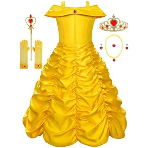 Princess Costume Dresses for Girls Costumes Halloween Cosplay Birthday Outfit Yellow