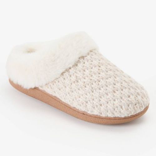 Dluxe by Dearfoams Women’s Carol Scuff Slippers – Cream Knit M