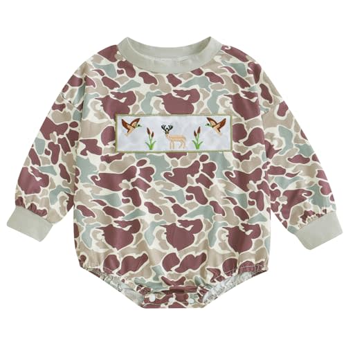 Pudcoco Duck Hunting Baby Clothes Infant Baby Boys Girls Camoflage Embroidered Mallard Duck Sweatshirt Romper