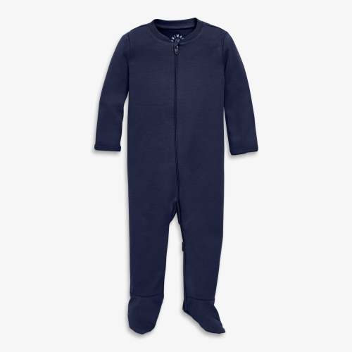 Baby organic zip footie - Navy / 0-3