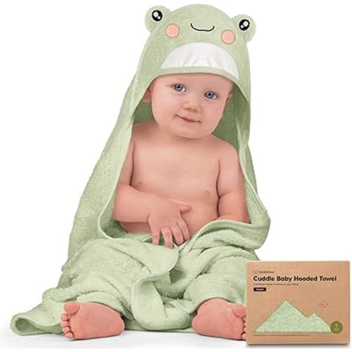KeaBabies Baby Hooded Towel - Viscose Derived from Bamboo Baby Towel, Toddler Bath Towel, Infant Towels, Large Hooded Towel, Organic Baby Towels with Hood for Girls, Babies, Newborn Boys (Frog)