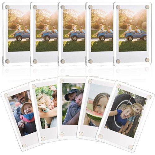 ONE WALL Acrylic Fridge Magnetic Frame, Double Sided Photo Refrigerator Magnet Picture Frame for Fujifilm Instax Mini, 2.36 x 3.54 Inch, Pack of 10
