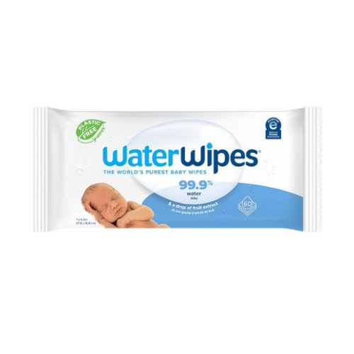 WaterWipes Plastic-Free Original Baby Wipes, 99.9% Water Based Wipes, Unscented & Hypoallergenic for Sensitive Skin, 180 Count (3 packs), Packaging May Vary
