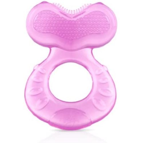 Nuby Silicone Teethe-eez Teether with Bristles, Includes Hygienic Case, Pink