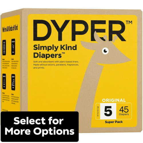 DYPER Simply Kind Diapers, Remarkably Soft, Size 5, 45 Count (Select For More Options)
