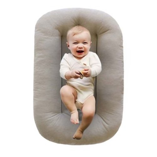 Baby Lounger - Baby Lounger for Newborn, Infant Lounger for Home and Travel, Soft Cotton, Newborn Babies Essentials Gifts Light Gray