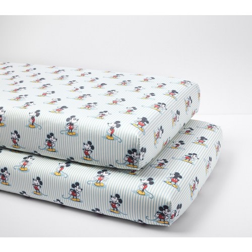 Disney Home x Sanderson Mickey Mouse Stripe Organic Crib Fitted Sheet