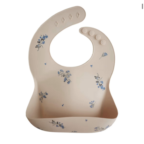 Mushie Silicone Baby Bib | Lilac Flowers