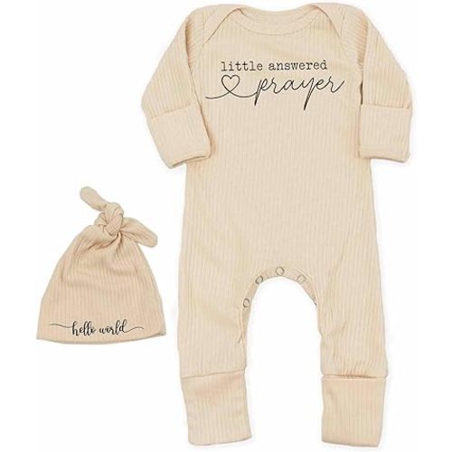 Little Answered Prayer Bodysuit Infant Romper Baby Announcement 0-3 Months Clothes Cute Religious Boys Girls Outfit