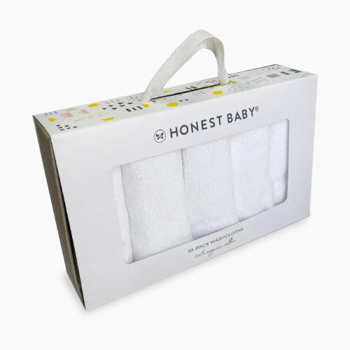 Honest Baby Clothing 10-Pack Organic Cotton Baby Terry Wash Cloths - White, Os