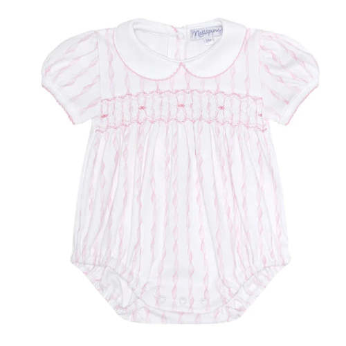 Pink Twirls Smocked Bubble