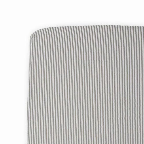 Little Unicorn Premium Crib Sheet | Breathable & Super-Soft Muslin Fabric (Grey Stripe)