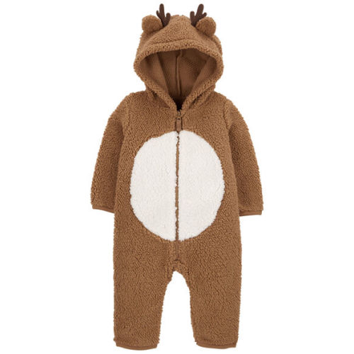 Baby Reindeer Hooded Sherpa Jumpsuit
