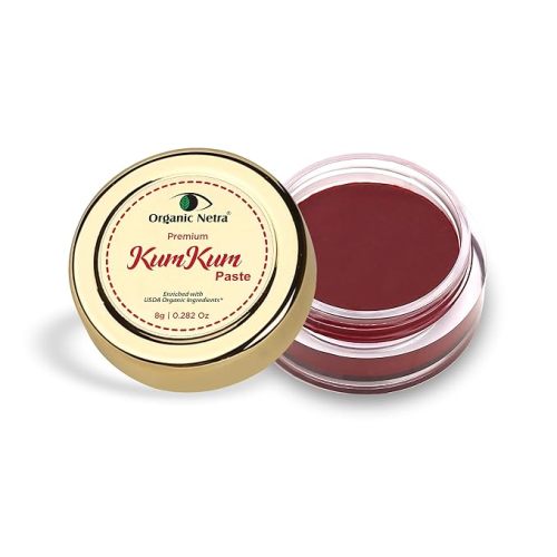 Organic Netra Sindoor/Kumkum Paste | Waterproof Long Lasting, Smudge Proof Sindoor | Pure and Natural Deep Maroon Colour, Long lasting | Enriched with Natural and Organic Ingredients, 0.2 Oz