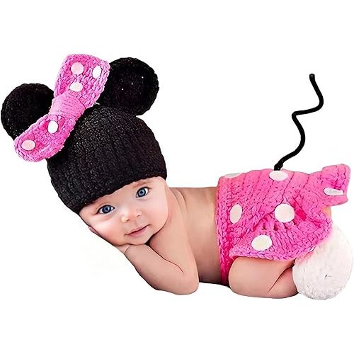 Jastore Photography Prop Baby Costume Cute Crochet Knitted Hat Cap Girl Boy Diaper Shoes Mouse