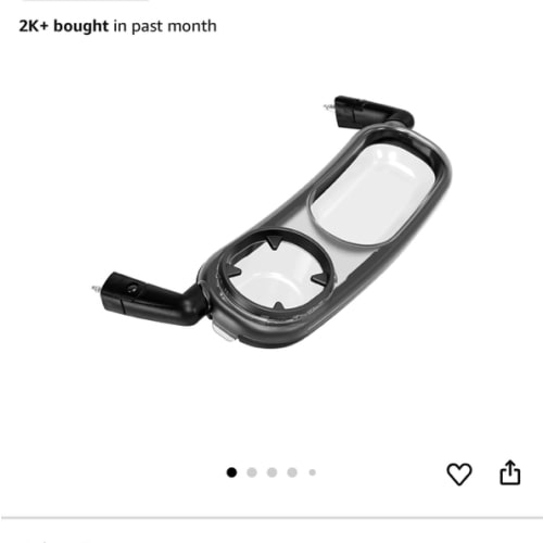 Snack Tray Fits for UPPAbaby Vista/Vista V2/Vista V3/Cruz/Cruz V2/ RumbleSeat/RumbleSeat V2, Stroller Tray with Cup Holder & Recessed Bowl, Dishwasher Safe, Quick Attachment, Folds with Stroller, Grey