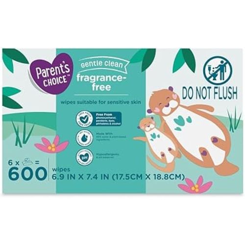 Parent's Choice Fragrance Free Baby Wipes, 600 Count ~ 1Pack