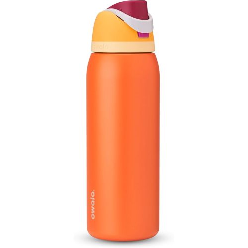 Owala FreeSip Insulated Stainless Steel Water Bottle with Straw for Sports, Travel, and School BPA-Free Sports Water Bottle, 40 oz, Citrus Crush