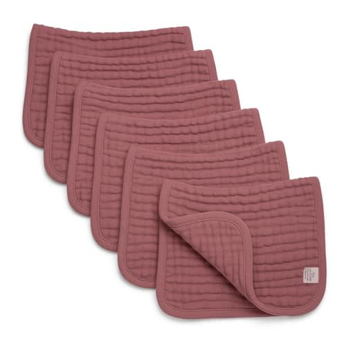Lululamb Premium 100% Muslin Cotton Burp Cloths 20" x 10", 6 Layer Large, 6 Pack, Absorbent for Baby Drool and Messes – Plush, Non-Irritating & Delicate Baby Burp Cloths for Boys & Girls (Sakura)