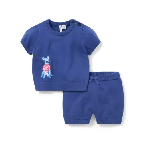 Newborn Tide Pool Baby French Bulldog Sweater Matching Set by Janie and Jack