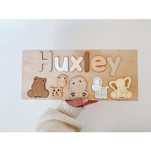 Browns African Safari Animals Wooden Name Puzzle
