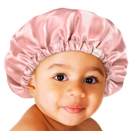 YANIBEST Baby Satin Bonnet Sleep Cap - Double Layer Reversible Adjustable Silky Satin Cap for Infant Toddler(6-36Months,Pink)