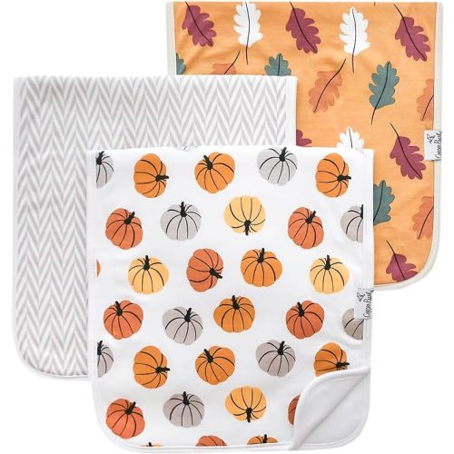 Copper Pearl Premium Baby Burp Cloths - 3-Pack Large Cotton Burp Cloths, Extra Soft Spit Up Rags with 3 Absorbent Layers, Perfect for Baby Boy and Baby Girl Gifts (21" x 10" Size, Karver Set)