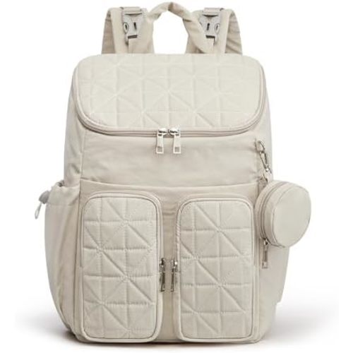 G4Free Diaper Bag Backpack for Moms Dads Travel Baby Bag with Pacifier Case & Insulated Pockets,Beige