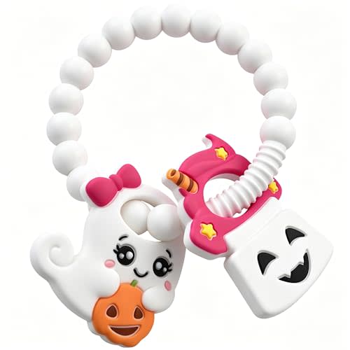 BIGSPINACH Ghost Teether and Cute Ghouls Ring Teether Halloween Activities for Toddlers, Preschoolers & Older Kids