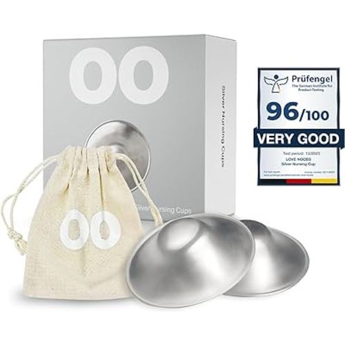 The Original Silver Nursing Cups, LoveNoobs Silver Nipple Covers Breastfeeding, XL Nipple Shields for Nursing Newborn, Post Partum Recovery, Baby Essentials, Silver Nipple Shield, Nickel-Free
