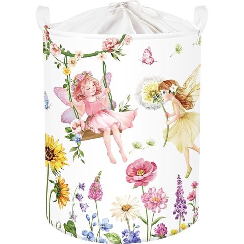Fantasy Princess Laundry Hamper Colorful Large Storage Basket Collapsible Parents Organizer Kids Toy Clothes Bins for Bedroom, Bathroom, Fairy, 63L
