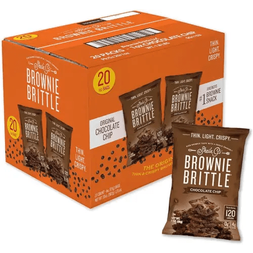 Sheila G's Brownie Brittle – Original Chocolate Chip Thin and Crispy Sweet Snacks (Pack of 20, 1 oz), Rich Gourmet Brownie Bites Dessert