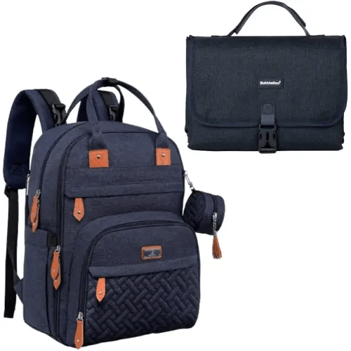 BabbleRoo Portable Changing Pad Navy Blue & Basic Diaper Bag Navy Blue