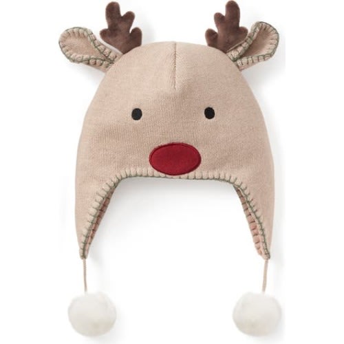 Reindeer Faux Fur Lined Aviator Hat, 0-12 M