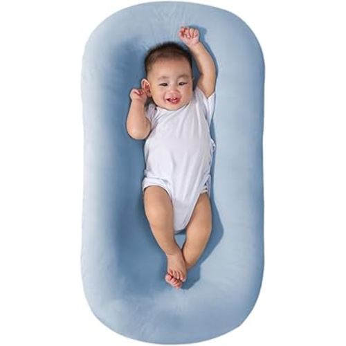 Baby Lounger, Baby Lounger for Newborn, Soft Breathable Washable Infant Lounger for Baby Home and Travel (Blue)