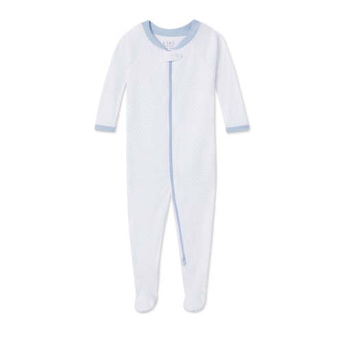 Baby Sleeper in French Blue Pindot — 0-3M