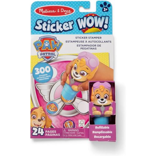 Melissa & Doug Sticker Wow!™ 24-Page Activity Pad and Sticker Stamper, 300 Stickers, Arts and Crafts Fidget Toy Collectible Character – PAW Patrol Skye - FSC Certified