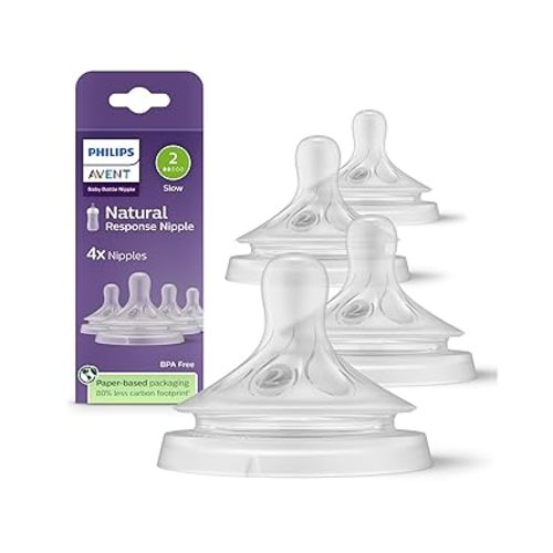 Philips Avent Natural Response Nipple, Slow Flow (Flow 2), 4-Pack, SCY962/44