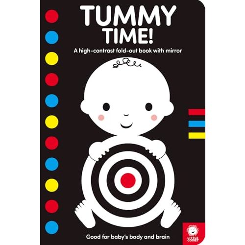 Tummy Time!: A high-contrast fold-out book with mirror for babies